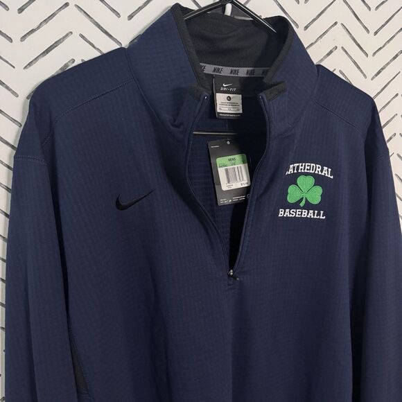 NWT NIKE TEXTURED DRI FIT 1/4 ZIP Waffle Pullover Navy Blue Cathedral Irish XL - Picture 3 of 9